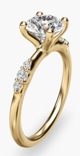 Petite Three Round Diamond Accents Side Stone Engagement Ring In 14K Yellow Gold By James Allen